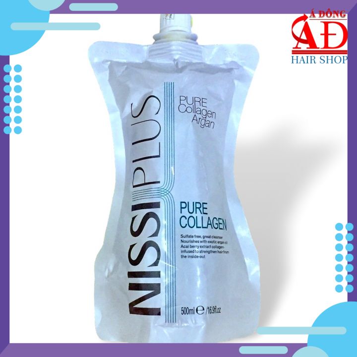 [Chính hãng] Dầu hấp ủ tóc siêu mượt phục hồi tóc Nissiplus Pure Collagen (dạng túi) 500ml