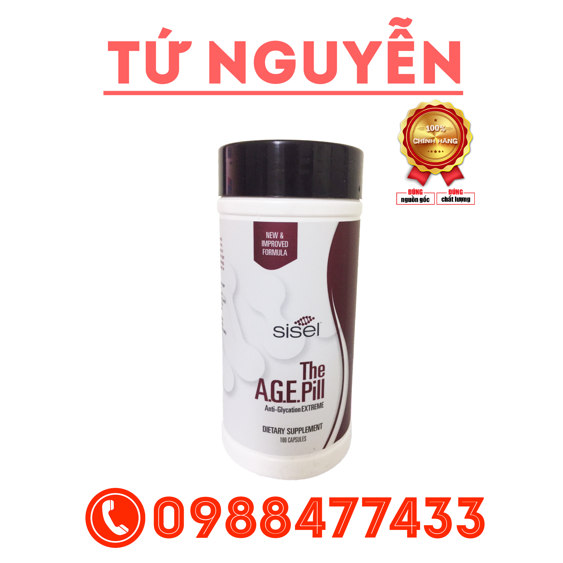 [Chính Hãng] Sisel The Age / A.g.e. Pill Anti - Glycation Extreme (180 Caps) - Block For Nad+ (Stay As Young As You Feel)
