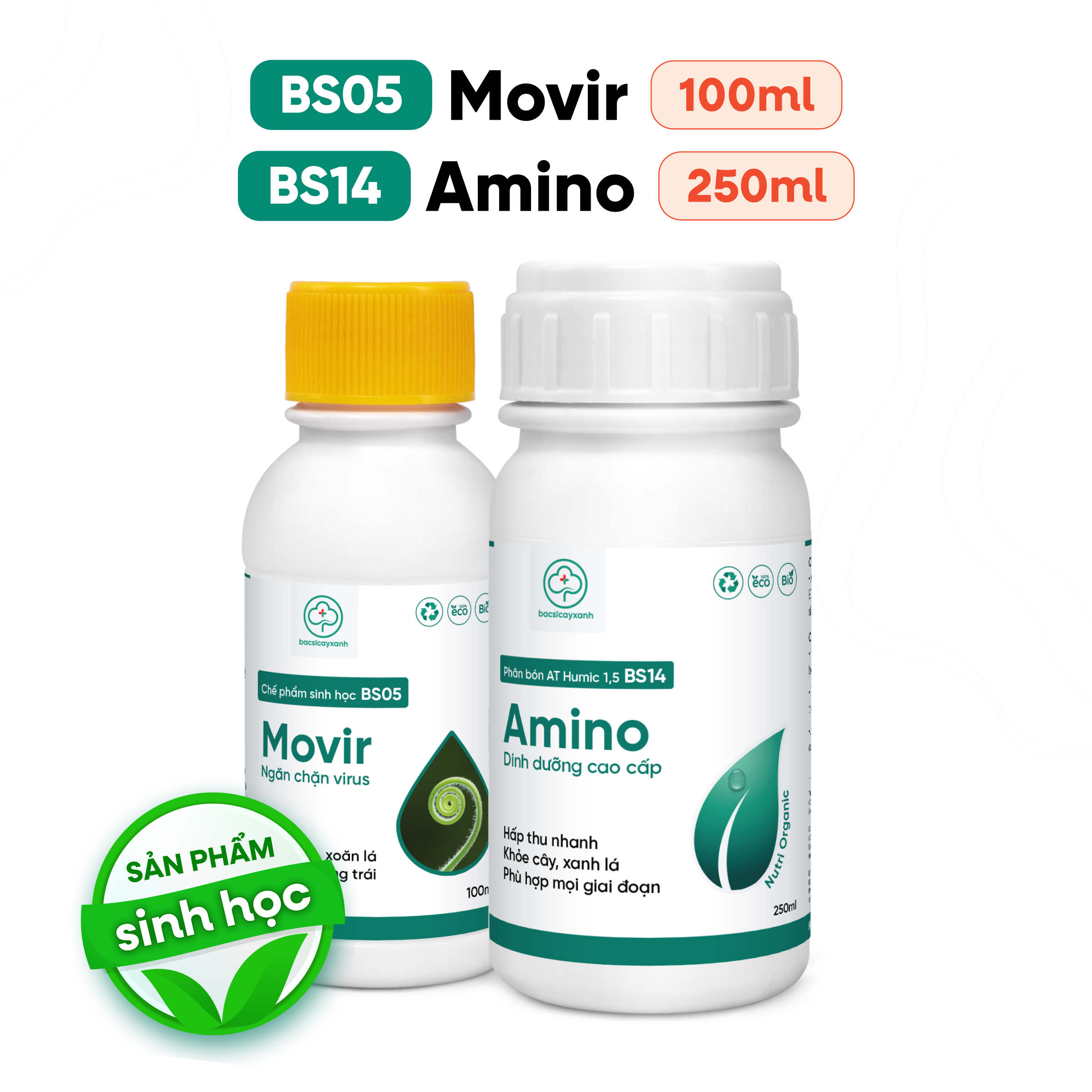 Combo Phục Hồi Cây Khảm Lá Xoăn Ngọn BS05 Movir BS14 Amino– Bác Sĩ Cây Xanh