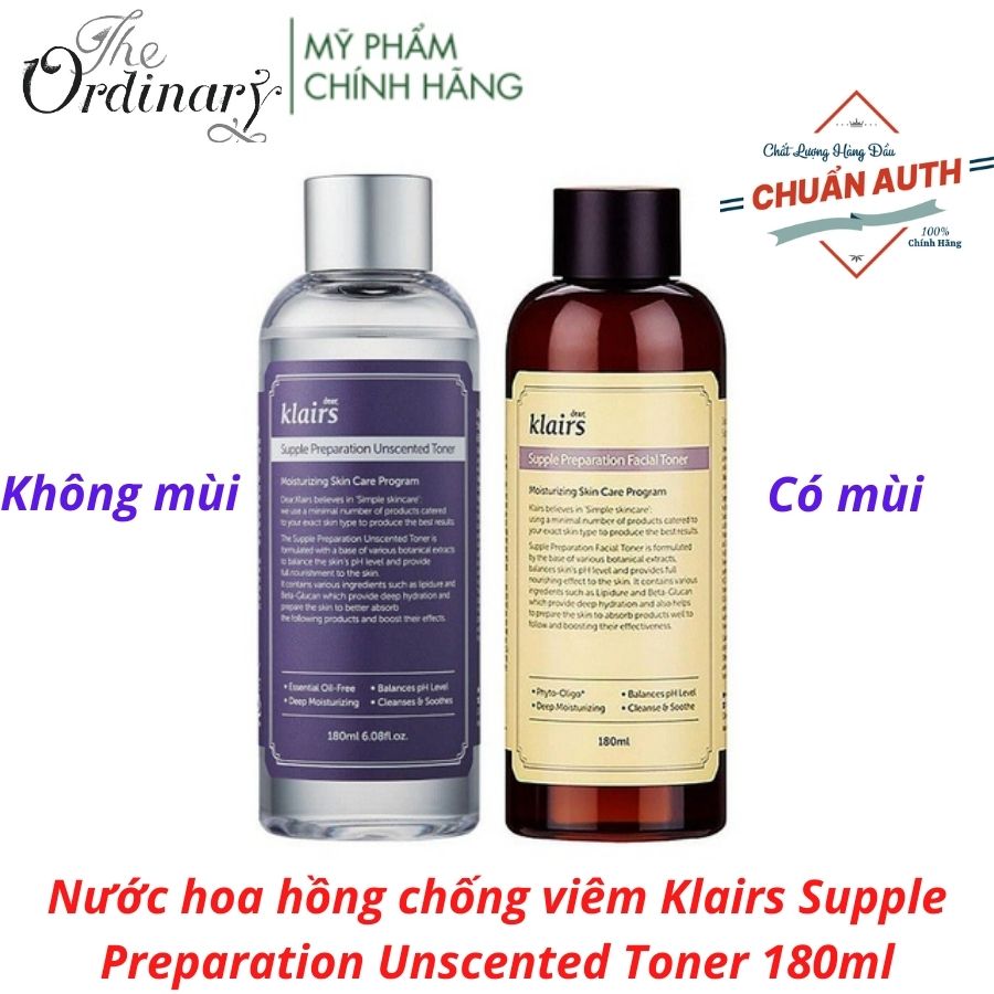 Nước hoa hồng chống viêm Klairs Supple Preparation Unscented Toner 180ml