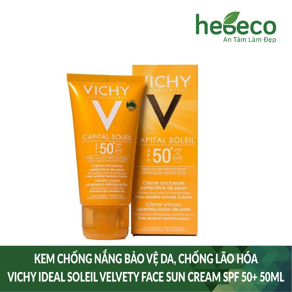 Kem Chống Nắng Bảo Vệ Da Chống Lão Hóa Vichy Ideal Soleil Velvety Face Sun Cream Spf 50+ 50Ml - Pháp