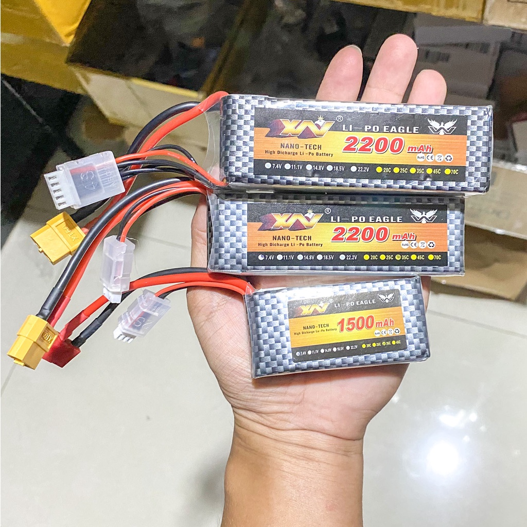 Pin lipo YW 2S 3S 4S dung lượng 1500mah / 2200mah cho tàu xe máy bay điều khiển từ xa