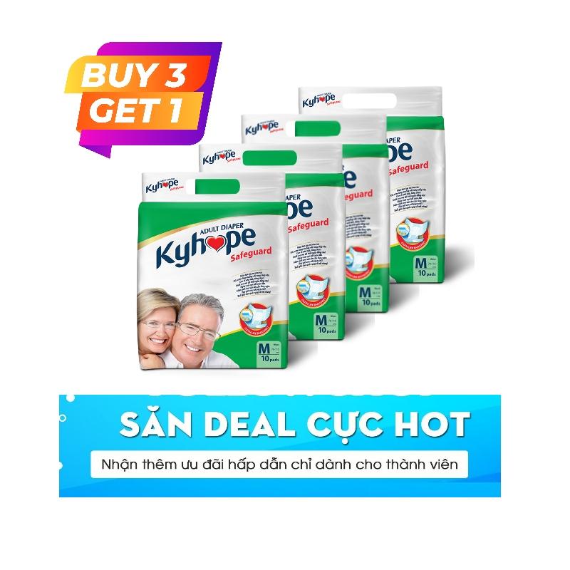 Combo 4 - Tã Dán Người Lớn Kyhope Safeguard 10 Miếng Chất Liệu Cao Cấp Thoáng Khí Không Gây Kích Ứng Da Thiết Kế Hiện Đại