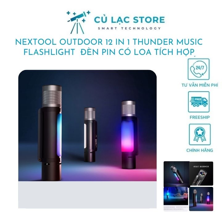 [Xiaomi NexTool] Đèn pin cầm tay kết hợp loa bluetooth và sạc dự phòng đa năng 12 in 112 in 1 Thunde