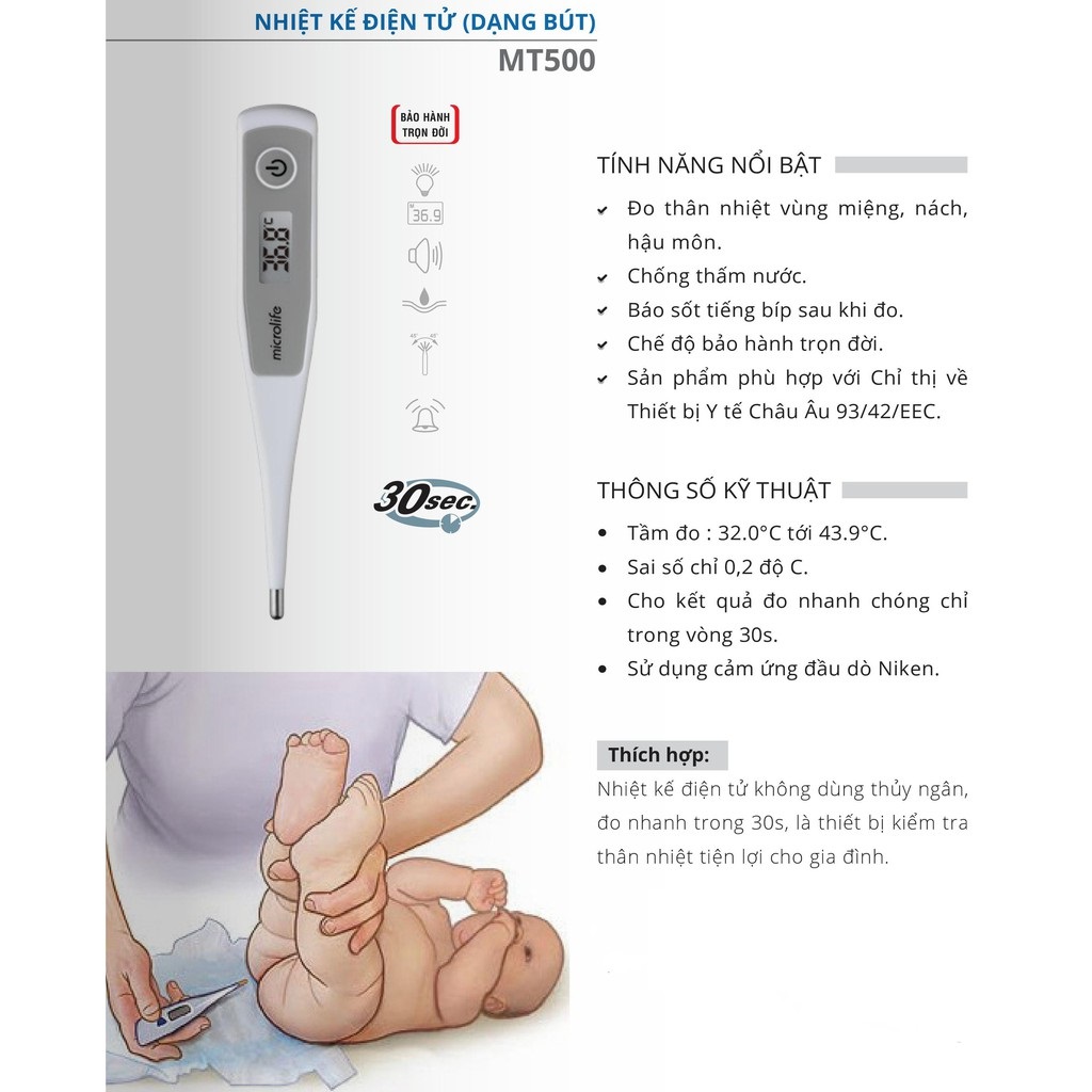 [HCM]Nhiệt kế điện tử Microlife MT-500