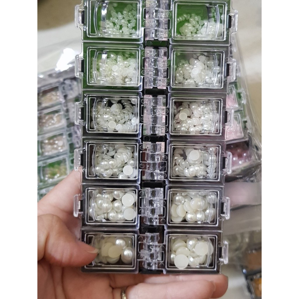[HCM]Set trang trí ngọc trai nhân tạo to nhỏ 12 ô sản phẩm tốt chất lượng cao cam kết như hình độ bền cao