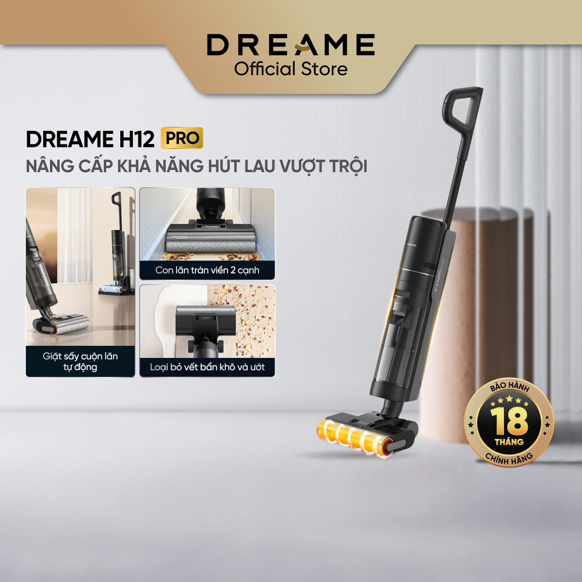Máy Lau Sàn Hút Bụi Tự Động Giặt Sấy Dreame H12 pro/ H12/ H12 Dual- Bản quốc tế - Bảo hành 18 tháng