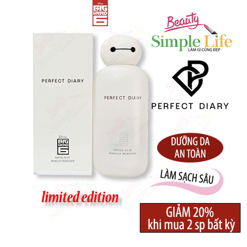 Nước Tẩy Trang Perfect Diary Amino Acid Makeup Big White Limited Edition Tẩy Trang Mắt Môi Và Mặt (3 Trong 1) 500Ml