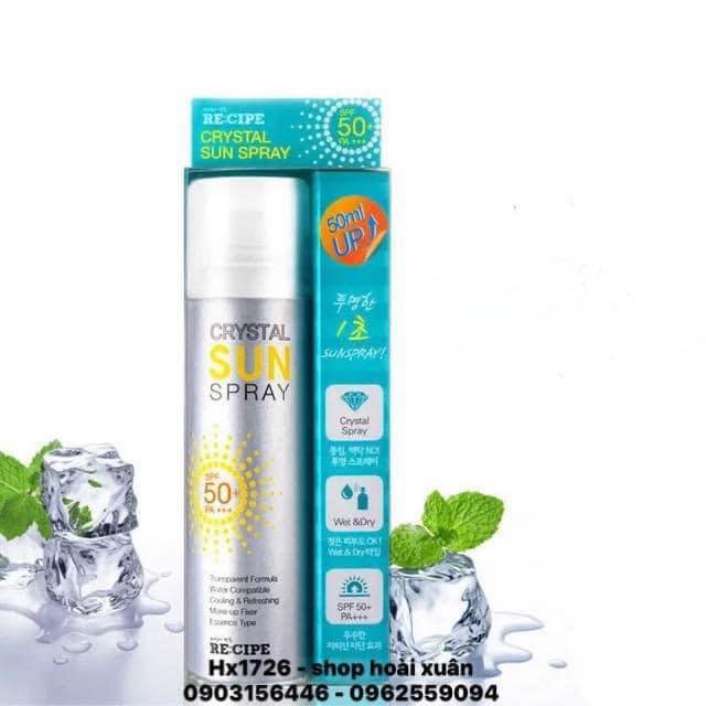 [Hcm]Chai Xịt Chống Nắng Recipe Crystal Sun Spray Spf50 Hàn Quốc - Chống Nắng Mặt - Chống Nắng Toàn Thân - Hx1726