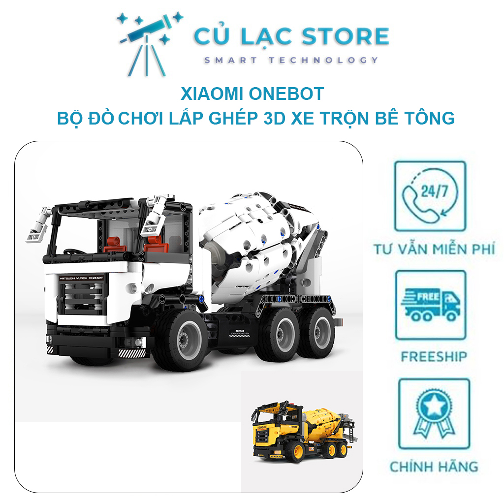 [Xiaomi Onebot] Bộ đồ chơi xếp hình lắp ráp xe trộn bê tông hướng dẫn lắp ghép 3D trên điện thoại