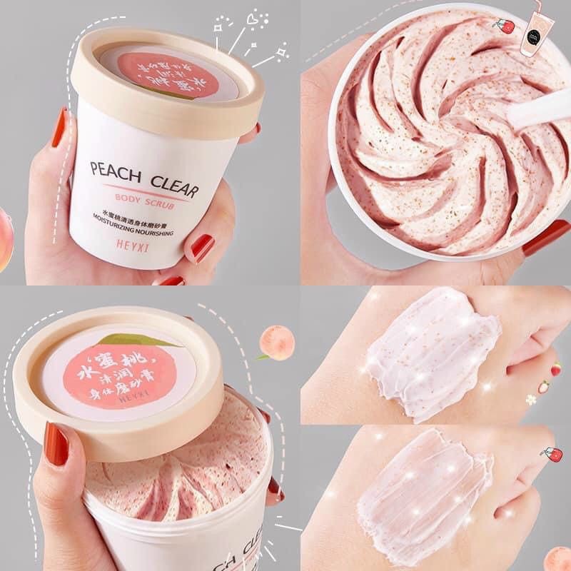 [Cực Hot] Kem Tẩy Da Chết Body Đào Peach Clear Heyxi Hiệu Quả Sau 5 Ngày Dùng Tẩy Tế Bào Chết Loại Bỏ Da Sạm Màu Cho Làn Da Trắng Hồng Tự Nhiên Giảm Thâm Hiệu Quả - Mỹ Phẩm Nội Địa Trung