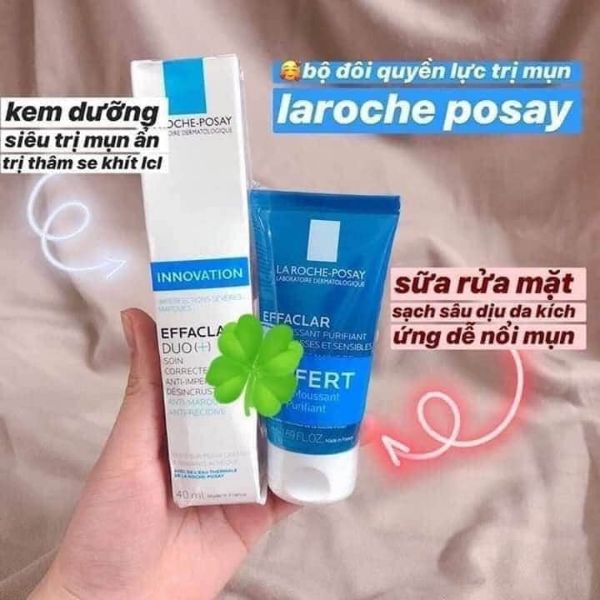 Set Trị Mụn Duo (+) Kèm Sữa Rửa Mặt Effaclar Laroche Posay - Cặp Đôi Dành Cho Da Mụn Siêu Siêu Tốt - 361