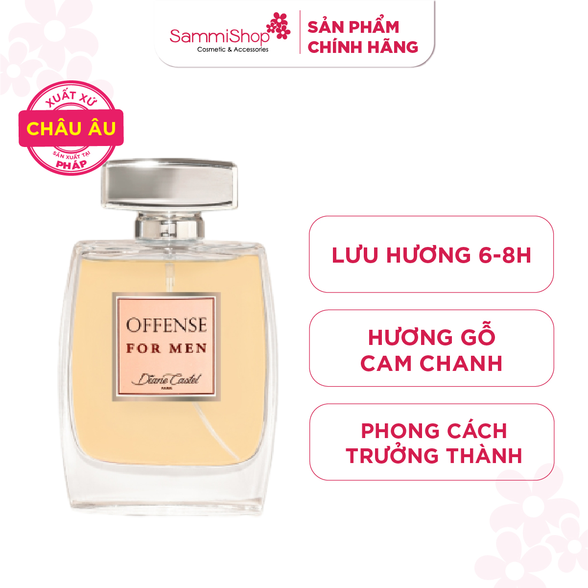 Nước hoa Pháp Diane Castel Paris Chính Hãng cho Nam Offense For Men Paris Eau De Parfum Thơm Lâu Hươ