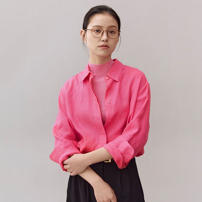 Áo sơ mi công sở nữ Linen tưng Hàn kiểu dáng Basic  Form rộng trễ vai  thích hợp mùa hè (Trắng)