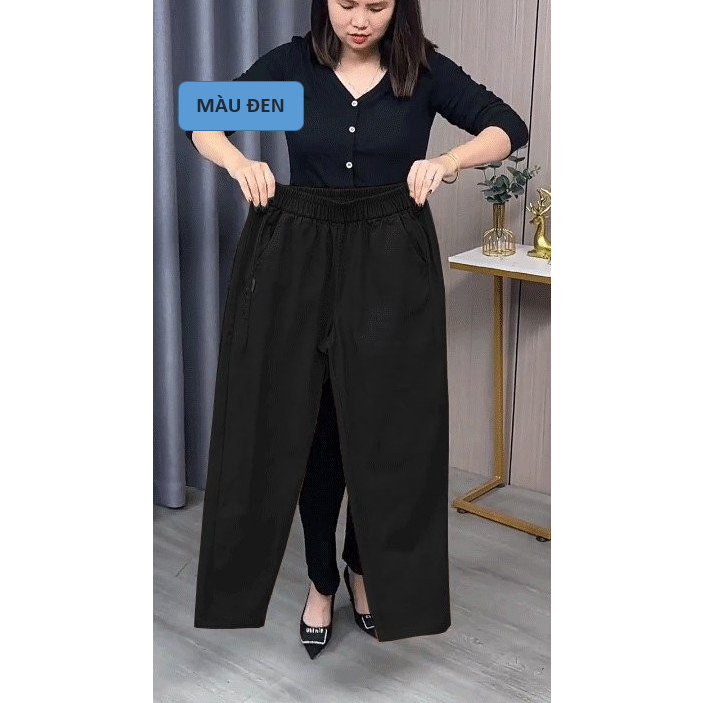 Quần baggy bigsize Nam Nữ từ 40kg - 85kg chất kaki thêu logo sang trọng phong cách hàn quốc thời tra