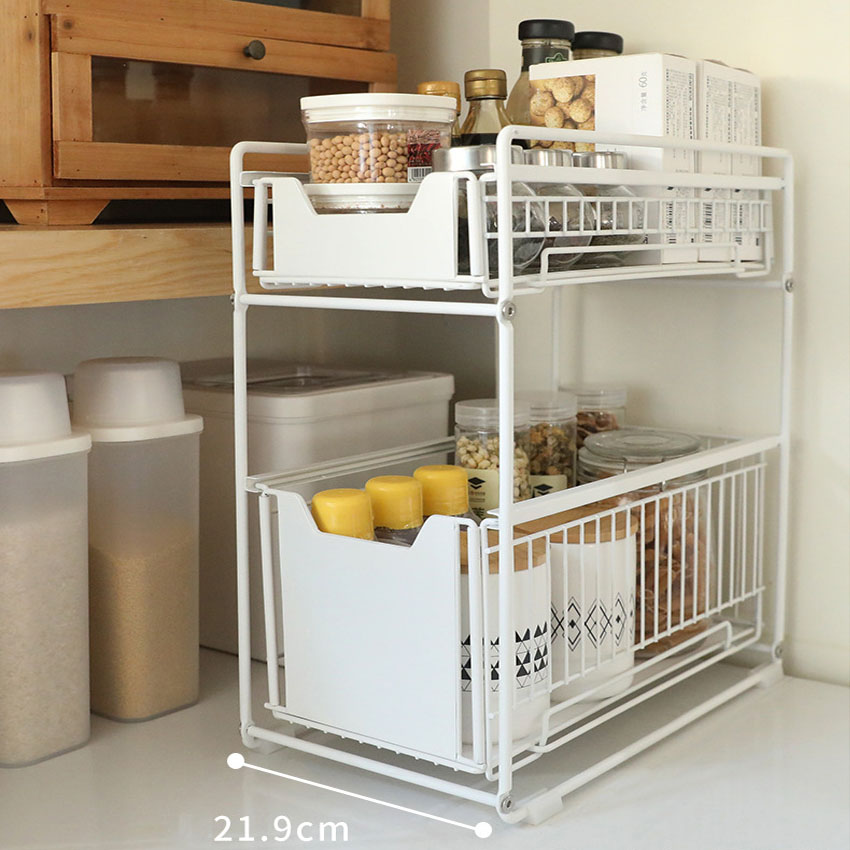 Kệ Ngăn Kéo Trượt 2 Tầng Thông Minh Đựng Đồ Đa Năng Cho Nhà Bếp Nhà Tắm Kệ Đựng Gia Vị Thông Minh Kệ