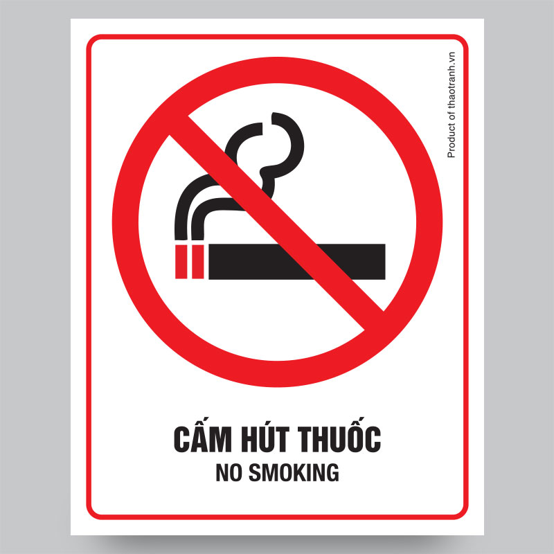 Biển báo cấm hút thuốc No Smoking Sign - Decal dán tường dán kính - Tem Decal cảnh báo - sticker tr