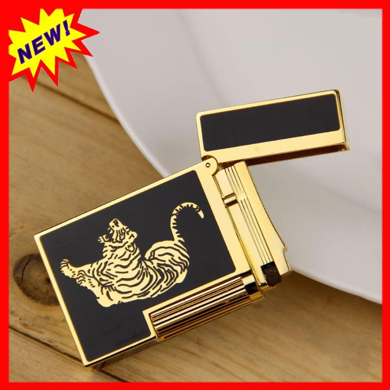 Hộp Quẹt Bật Lửa Dupont D-11 Gas Đá Sơn Mài Đen Khắc Hình Con Hổ Chúa Sơn Lâm Cao Cấp - Hộp Quẹt Dup