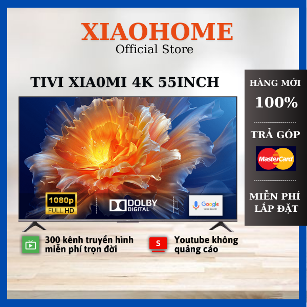 Tivi thông minh giá rẻ 55 inch Xiaomi Android Tivi 4k EA55 Model 2023  - Chính Hãng 100% - XIAOHOME - FREESHIP TOÀN QUỐC