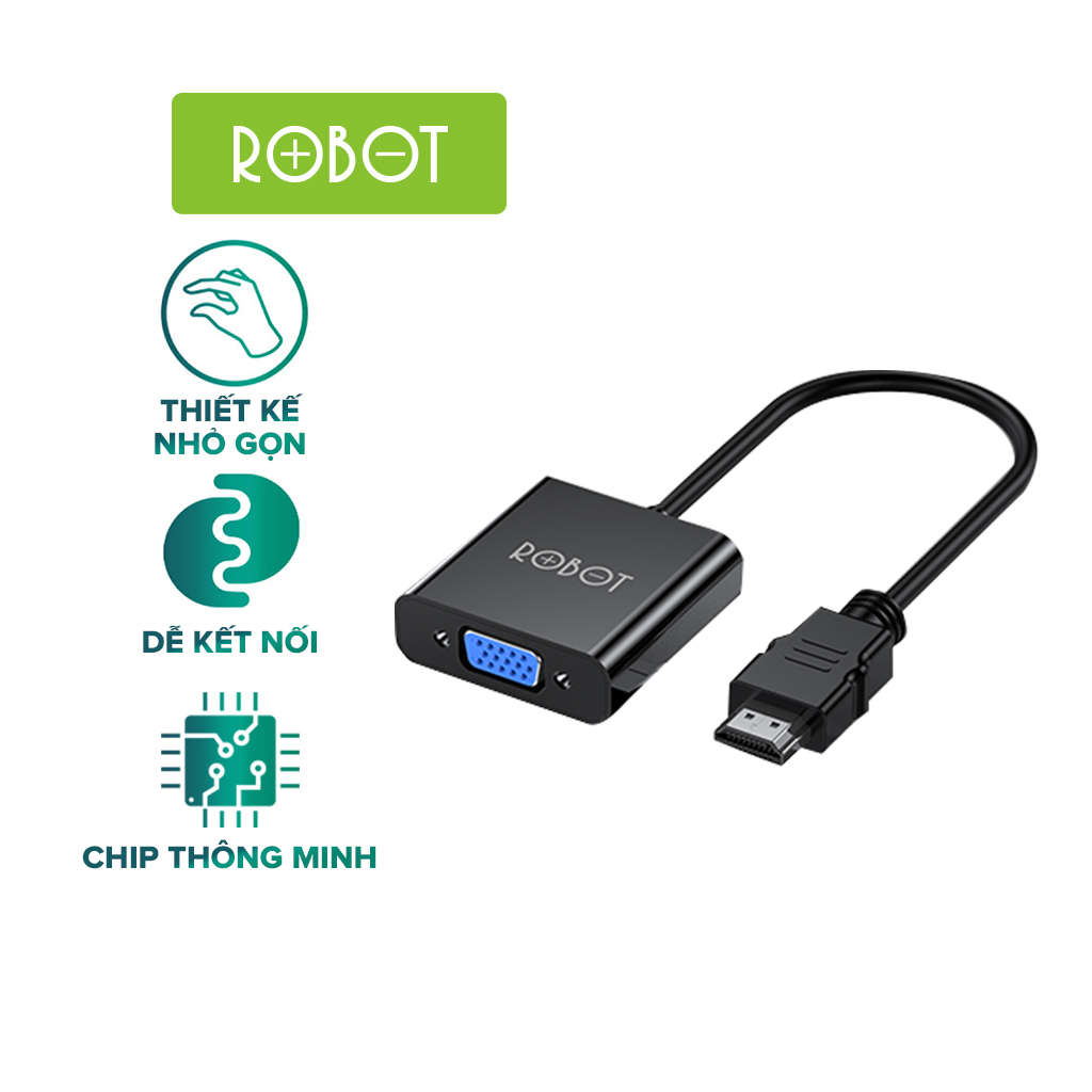 Bộ chuyển đổi hdmi sang vga Robot RHV10 độ phân giải full hd 1080p kết nối nhanh chóng với máy chiếu