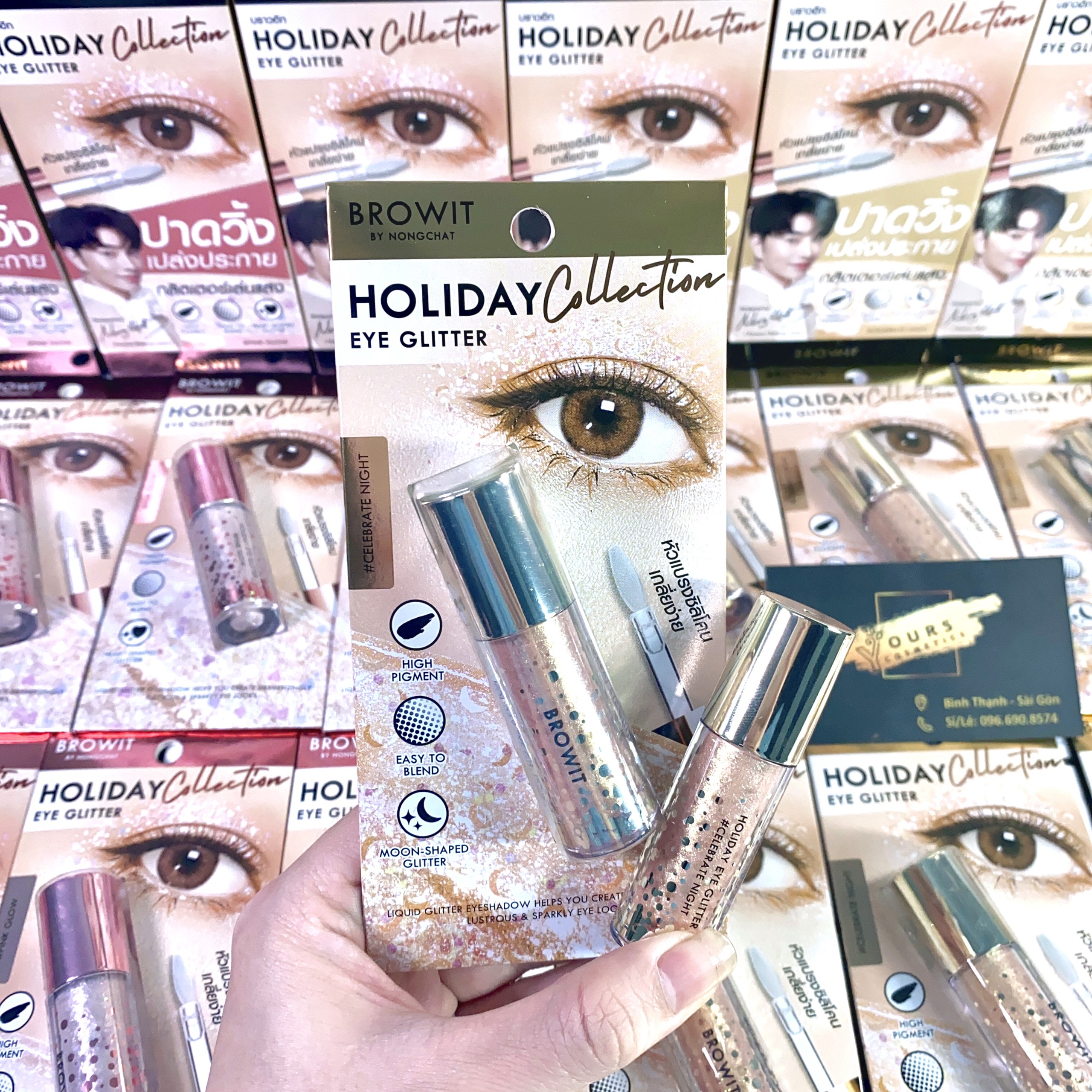 Nhũ mắt kim tuyến hạt to Nongchat kết cấu lỏng lấp lánh ánh nhũ Holiday Eye Glitter - Nhũ mắt gel ki