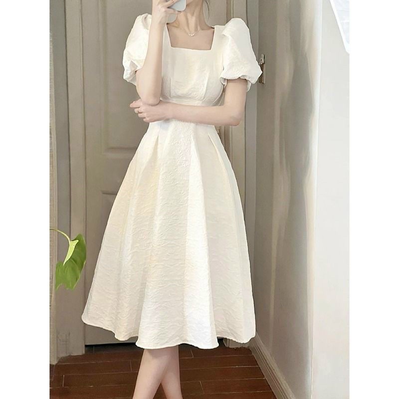 váy nữ màu trắng thiết kể cổ vuông baby, siêu xinh xắn | Shopee Việt Nam