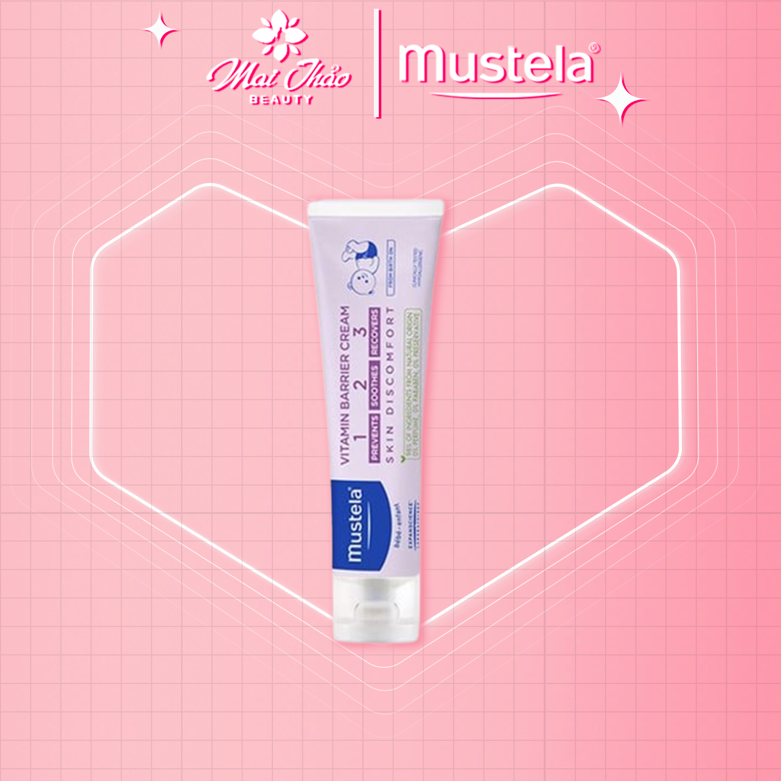 Mustela Kem dưỡng da cho vùng hăm tả Mustela Vitamin Barrier Cream 100ml