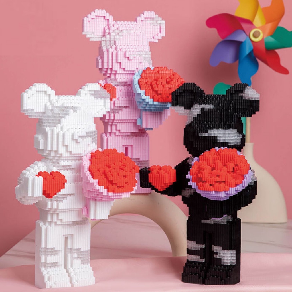 Đồ chơi lắp ráp thông minh lego xếp hình nhân vật Bộ Đồ Chơi Xếp Hình Lego 3D Gấu Bearbrick cầm hoa size to 47cm   đồ chơi lắp ráp mô hình đồ chơi lắp ráp lego 3d đồ chơi lắp ráp lego lego xếp hình