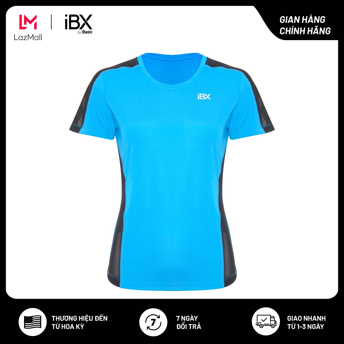 Áo thun nữ thể thao iBasic tay ngắn phối viền lưới pickleball IBX130