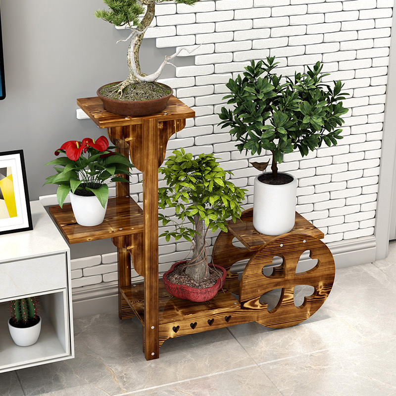 Kệ để chậu cây Keria 4 tầng decor phòng khách bằng gỗ Thông Newzeland nhập khẩu - Kệ cây cảnh phòng 