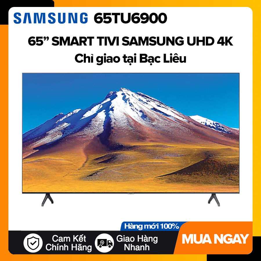 Smart Tivi Samsung 65 inch UHD 4K - Model 65TU6900 Crystal Processor 4K, UHD Dimming, Auto Motion Plus, DVB-T2, Tivi Giá Rẻ - Bảo Hành 2 Năm