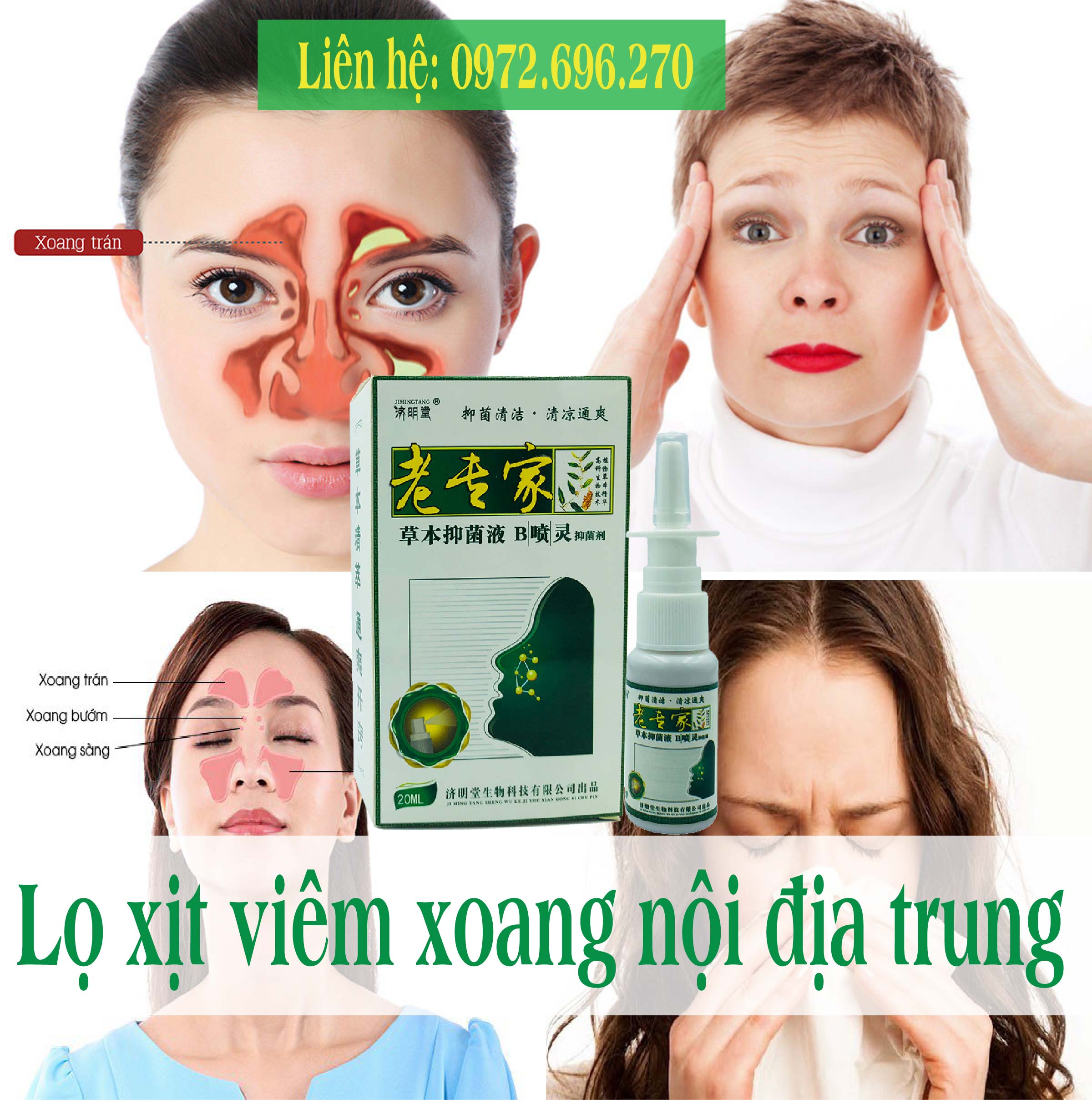 : [YHTH]Xịt vệ sinh mũi sổ mũi nghẹt mũi xoang mũi JIMINGTANG 20ML