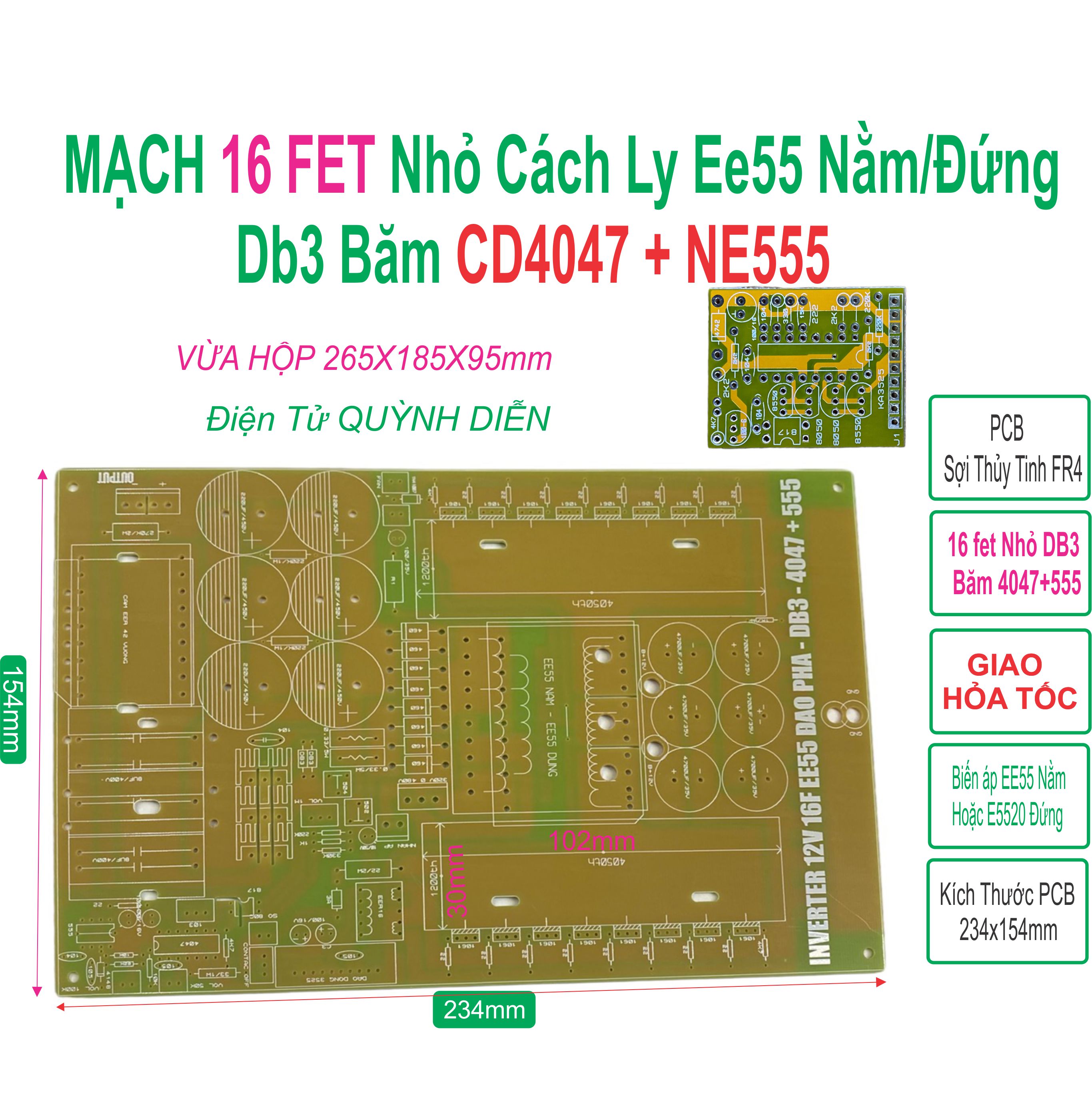 PCB bo mạch kích điện 16 fet đảo pha FR4 - Linh kiện điện tử QUỲNH DIỄN