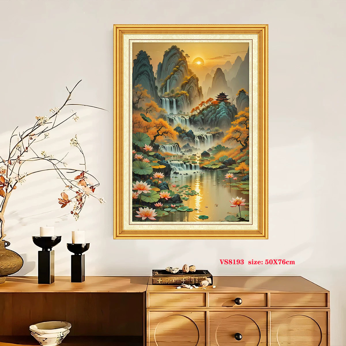 Tranh thêu kín Phong Cảnh VS8193 kcihs thước 50 x 76 cm
