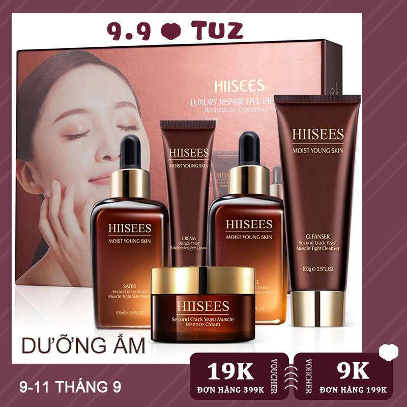 [Hcm]Hộp Quà Năm Món Dưỡng Ẩm Hiisees Bộ Mỹ Phẩm Chăm Sóc Da Hiisees