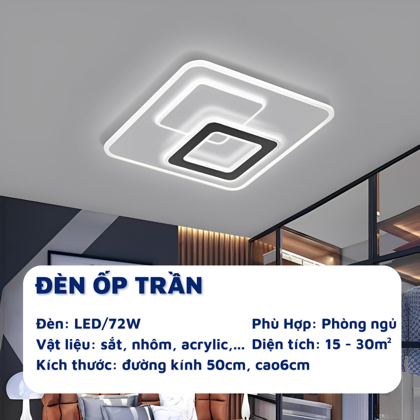 Đèn Ốp Trần đèn ngủ Trang Trí Phòng Khách Phòng Ngủ ATH LIGHTING Loại Đèn Ốp Trần Gỗ Thạch Cao 3 Chế Độ Sáng Có Kèm Điều Khiển Từ Xa