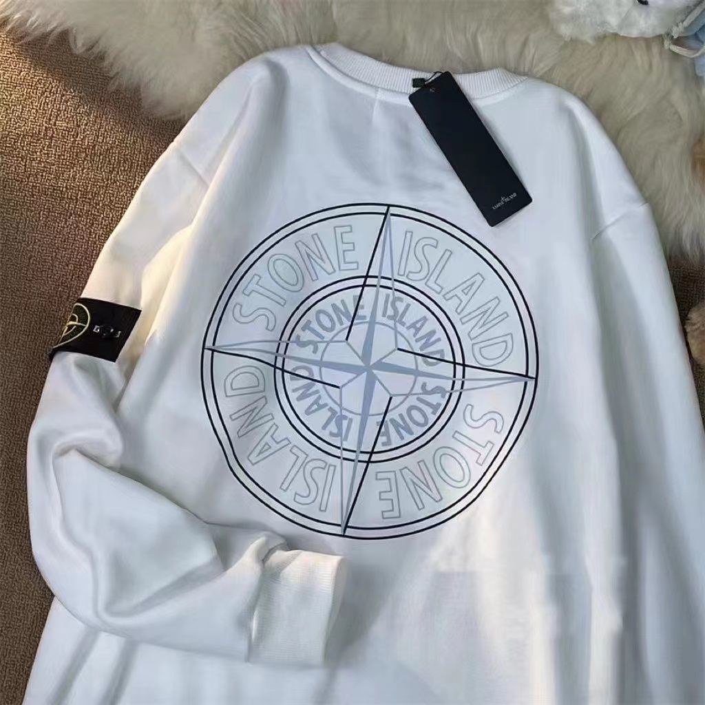 STONE ISLAND Áo Hoodie Cổ Tròn Thương Hiệu Sành Điệu Rộng Rãi oshima La Bàn Áo Mặc Trong Cặp Đôi Dài Tay Nam Nữ