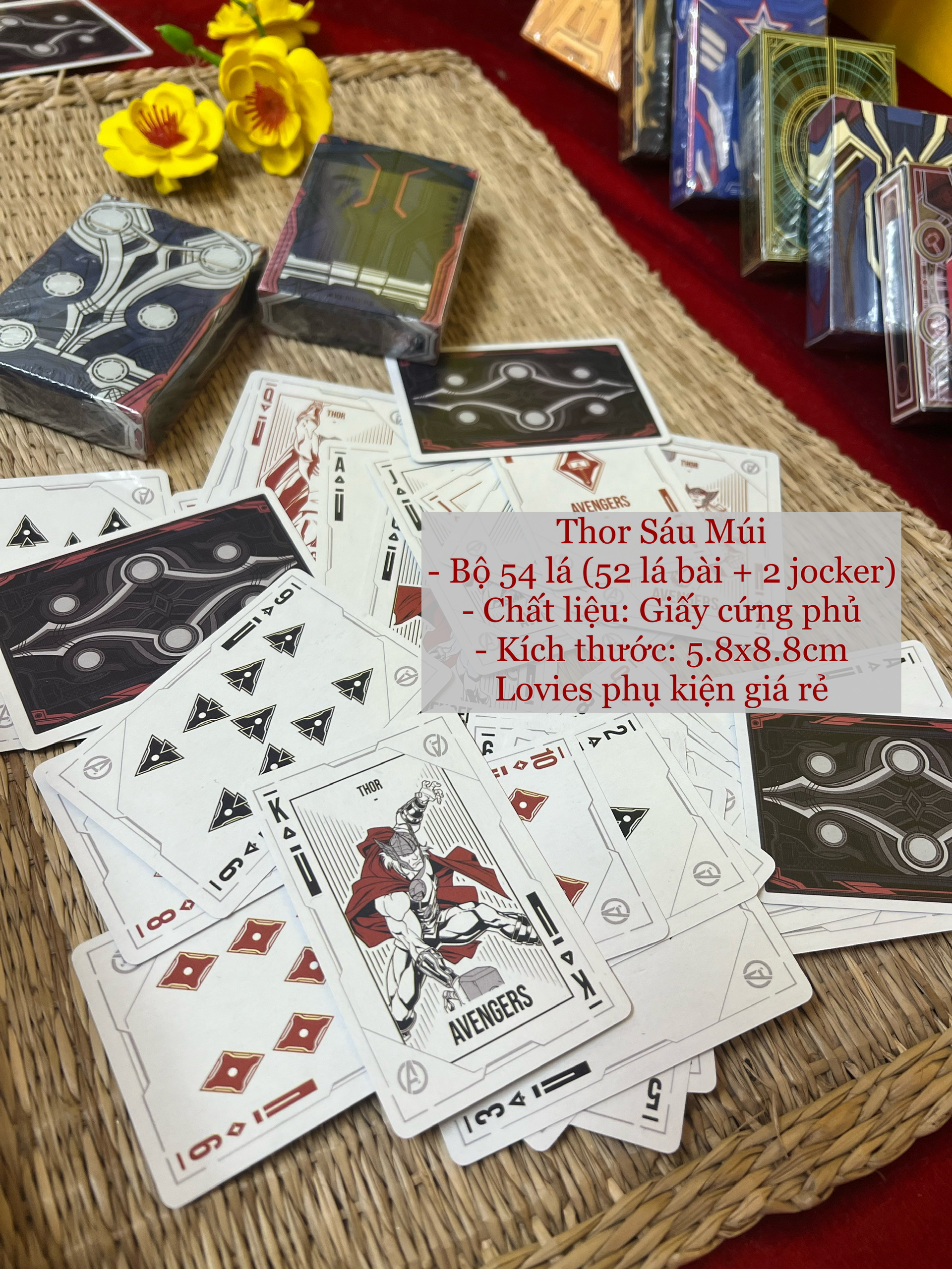 Bộ 52 lá bài tây tiến lên siêu anh hùng avengers Thor