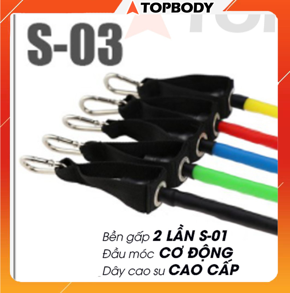Bộ 5 dây ngũ sắc tập full body tại nhà - ngũ sắc đàn hồi kháng lực tập Gym  Fitness  Yoga TOPBODY - 