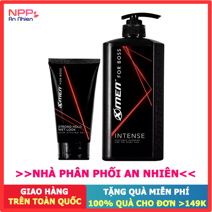 Combo Dầu Gội Nước Hoa X - Men For Boss Intense 650G + Keo Vuốt Tóc Wet Look 150G - Npp An Nhiên