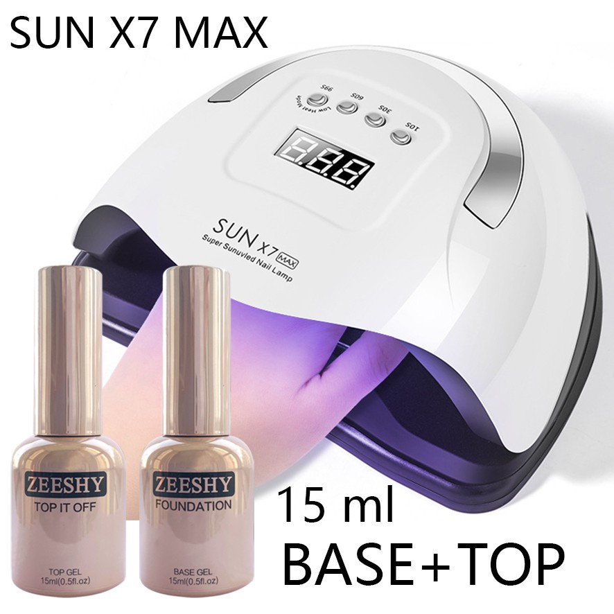 Bộ L&Agravem M&Oacuteng Mini Tại Nh&Agrave (Sơn Gel 2 Chai 15Ml Top&Ampbase+M&Aacutey Hơ Gel 150W Sun X7 Max)