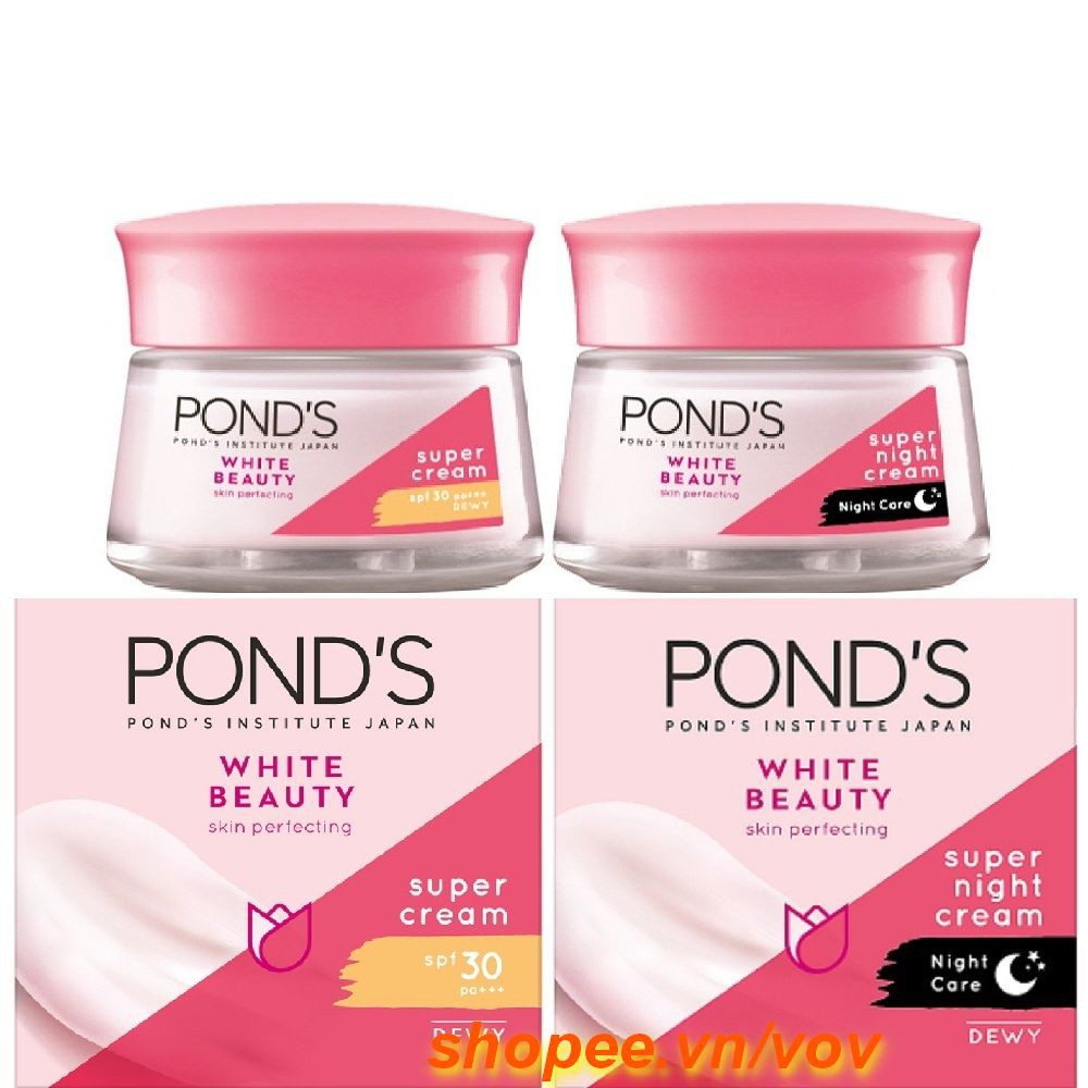 [Hcm]Combo Kem Dưỡng Da Ponds White Beauty Trắng Mịn Không Tỳ Vết Ngày Và Đêm (50G X 2) Và (30G X 2)