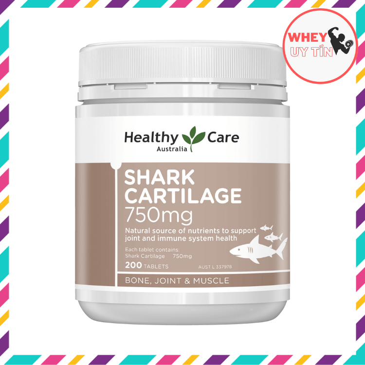 [CHÍNH HÃNG] Viên sụn cá mập Shark Cartilage 750mg Healthy Care- Úc - Hỗ trợ điều trị các vấn đề về sụn khớp