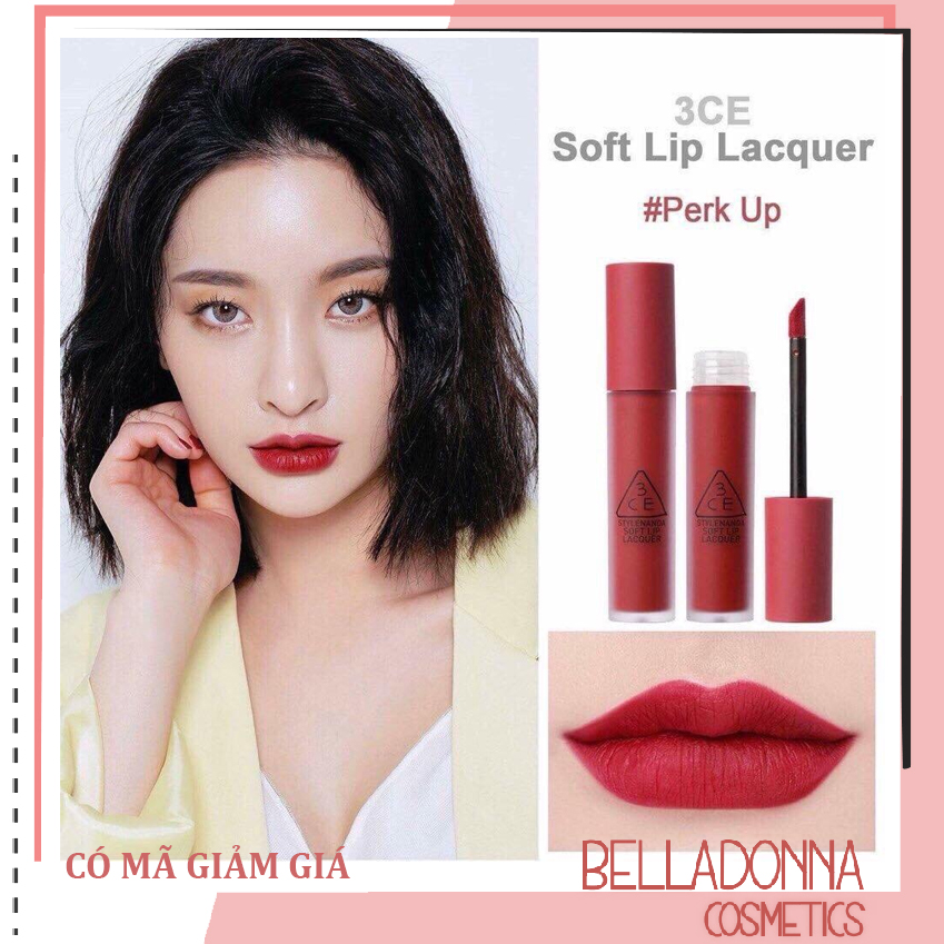 [Hcm][Hot New 2018] Son Kem Lì 3Ce Soft Lip Lacquer #Perk Up - Tone Đỏ Hồng Trầm