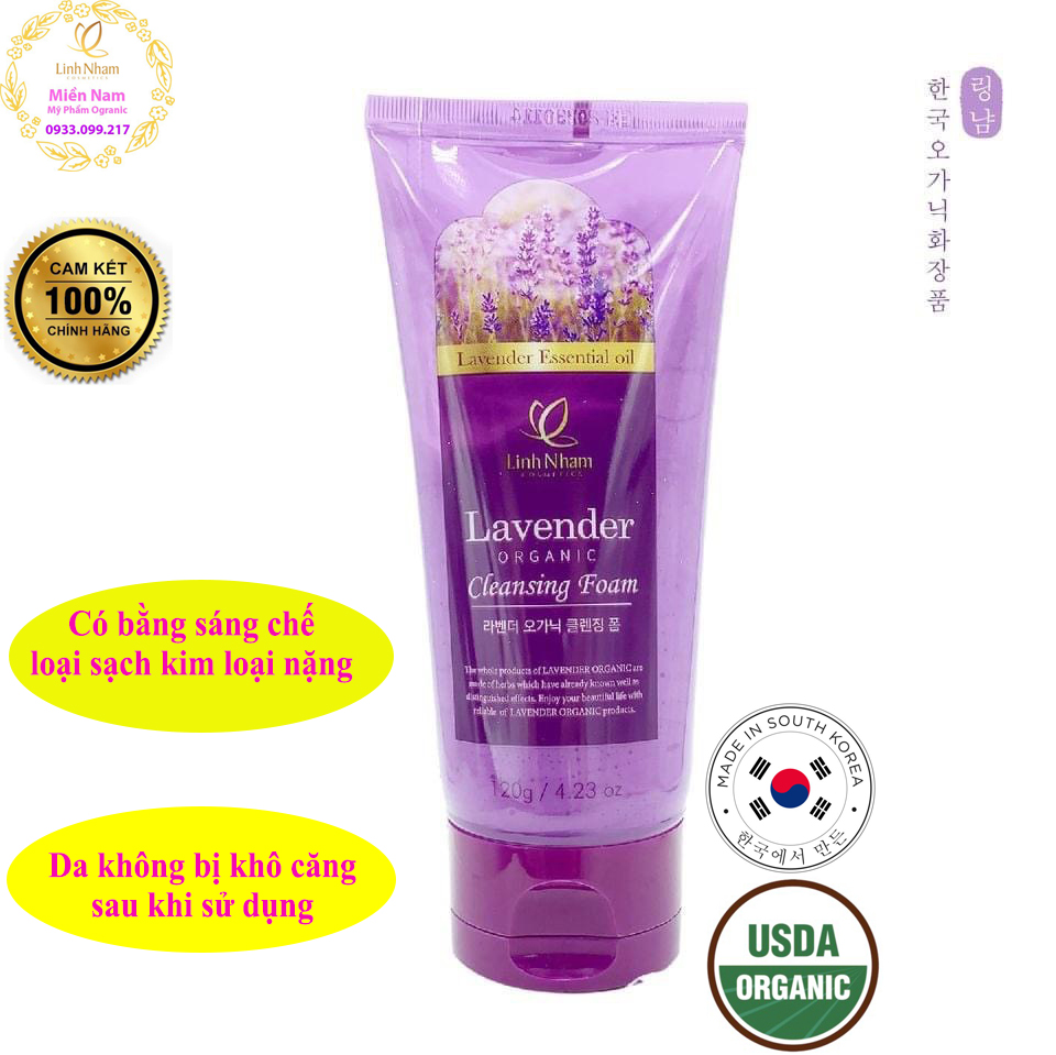 [Hcm]Kem Rửa Mặt Trị Mụn Lavender Organic Linh Nhâm 120G Có Bằng Sáng Chế Loại Sạch Kim Loại Nặng Giúp Làm Sạch Sâu Và Không Làm Khô Da