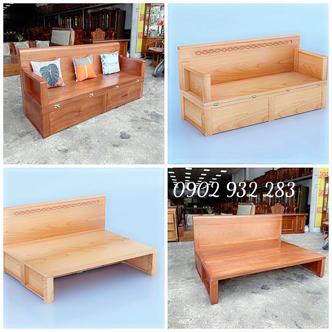 Ghế sofa giường gấp gỗ sồi