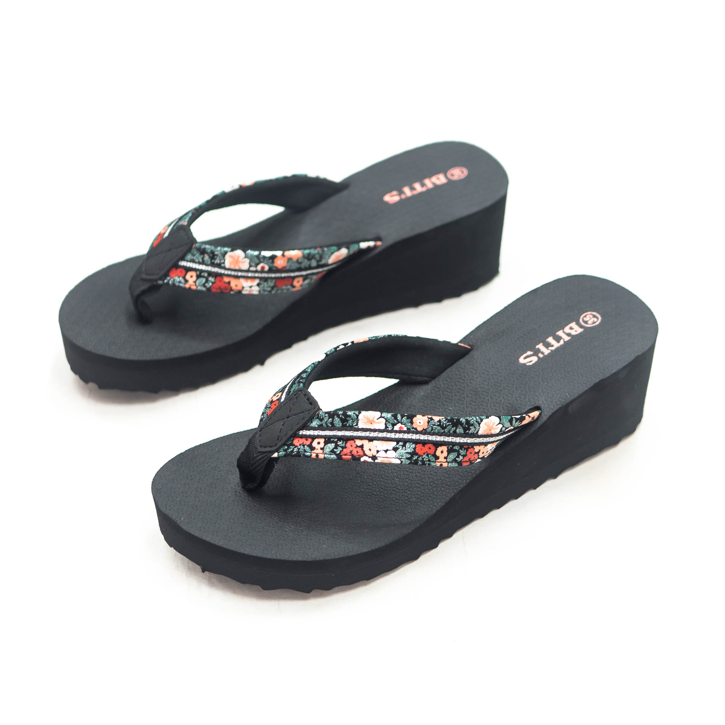 [Hoàn Xu] DÉP KẸP XỐP NỮ BITIS XỎ NGÓN ĐẾ CAO BÔNG HOA BXW009100 (ĐEN + ĐỎ + NÂU) - BITIS