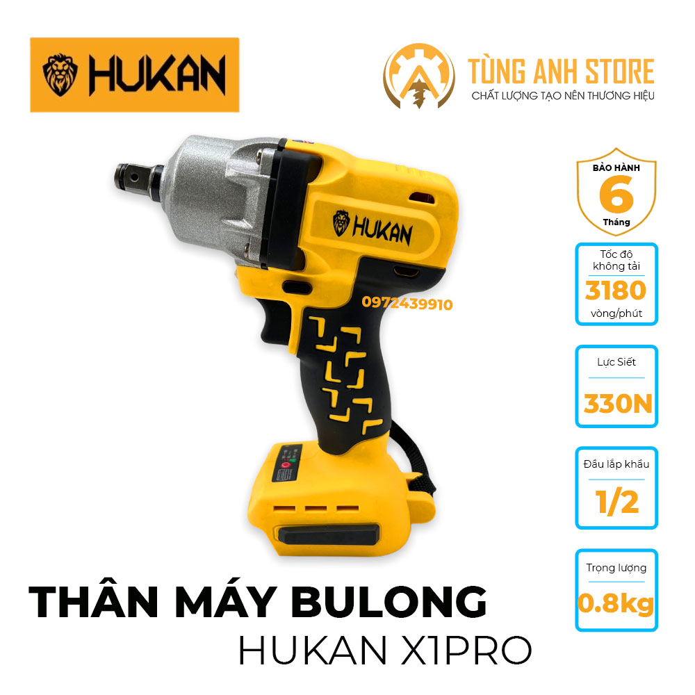 Thân máy siết bulong HUKAN X1 Pro chân pin phổ thông lực siết 330N.m