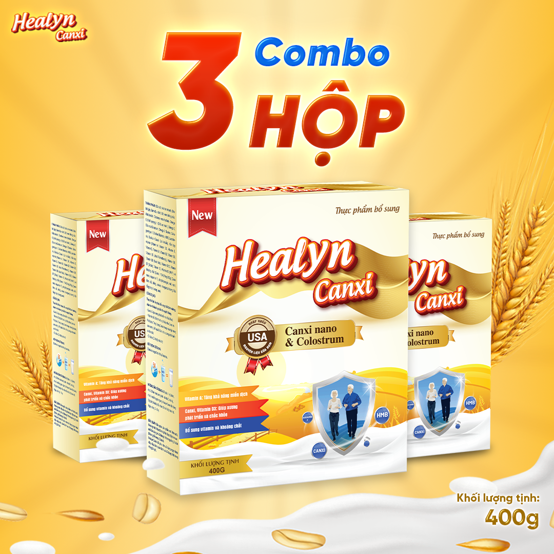 3 Hộp Sữa Canxi Cho Người Già HEALYN CANXI (400G) Công Nghệ Nano Canxi Giúp Bổ Sung Canxi Hữu Cơ - T