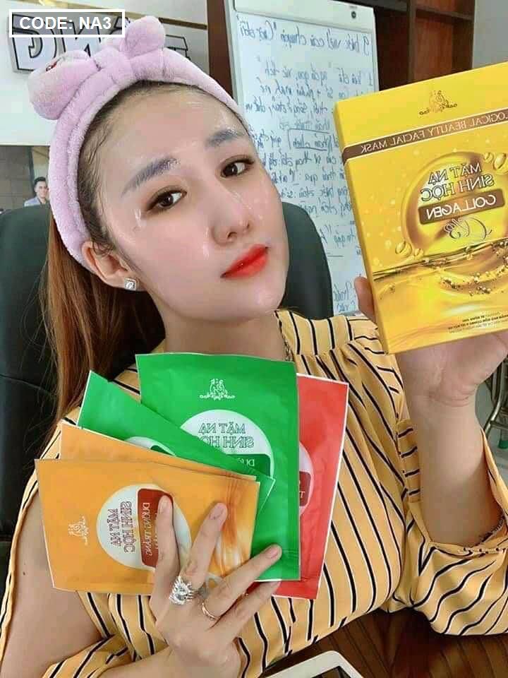 [HCM]MẶT NẠ SINH HỌC COLLAGEN X3 Đông Anh CHính Hãng 100% HỘP 5 NẠ GỒM 2 XANH 2 VÀNG 1 ĐỎ